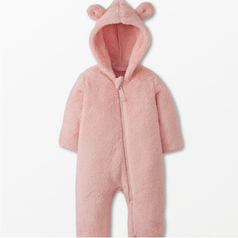Hanna Anderson pink fuzzy bear suit